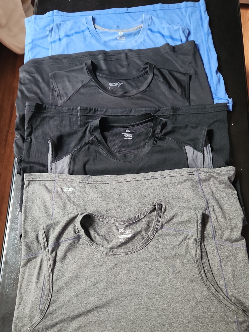 Men's Athletic Crew Neck Shirt - Gray, Black, Blue